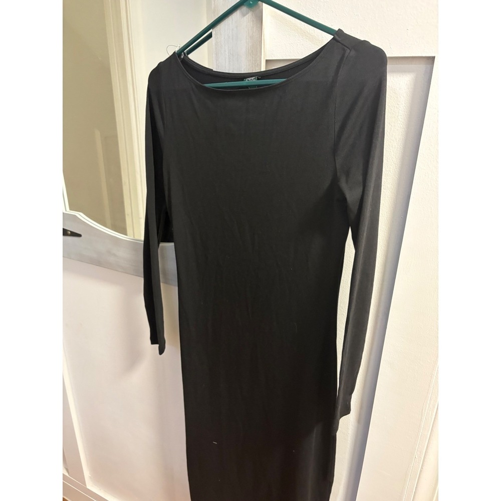 Wild Fable Womens Black Long Sleeve Boat Neck Midi Bodycon Dress Size M NWT